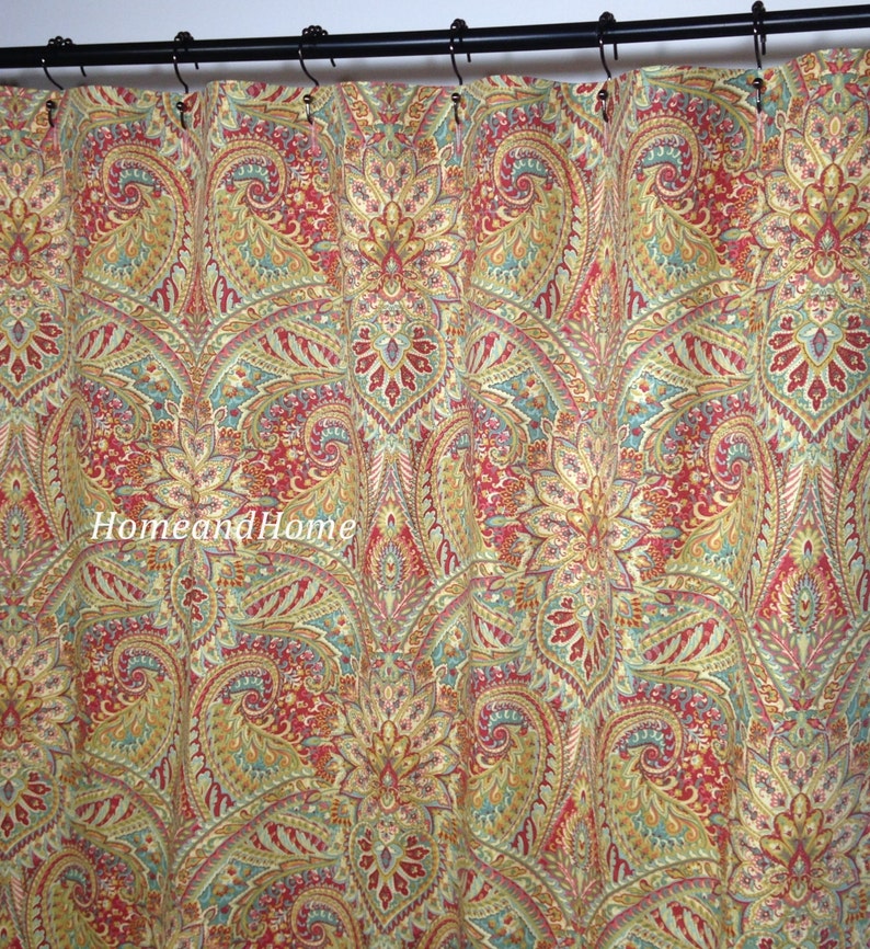 Paisley Shower Curtain Waverly Paisley Mineral Gray Blue 72 X Etsy