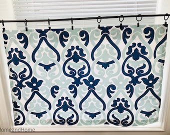 Navy blue Valance blue white Curtain Valance Topper Window Valance Window treatments Kitchen valance Cafe Curtains. Beach house valance