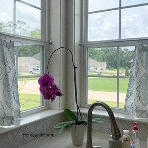 Cafe Curtains. Valance Monroe snowy blue Spa blue Curtain Valance Topper Window Valance Window treatment Kitchen valance Designer Valance