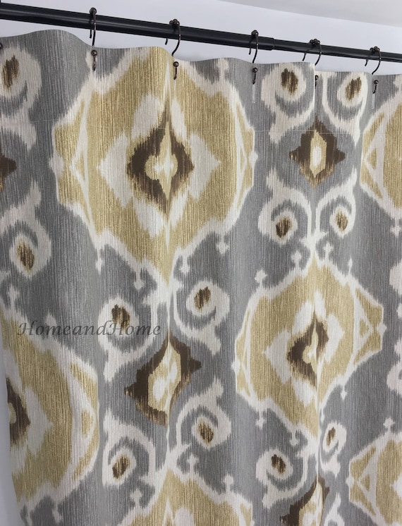 brown and gray shower curtain