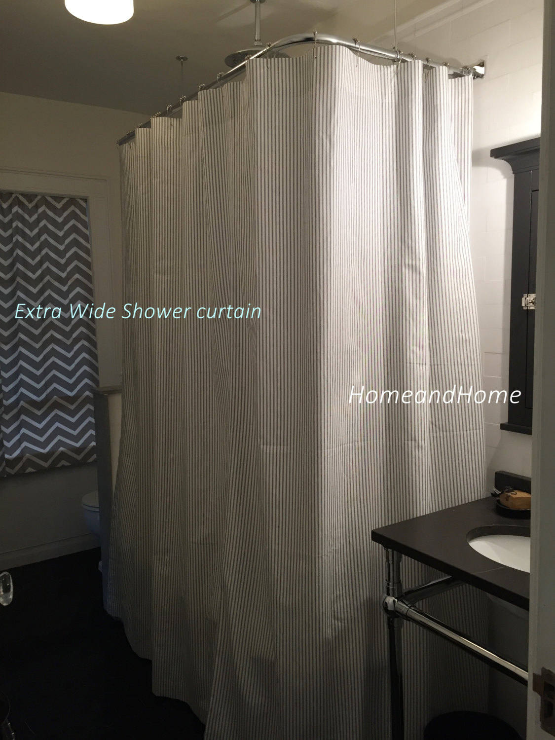 Stripe Shower Curtain. Narrow Shower Curtain Custom Shower Etsy