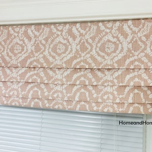 Slub canvas linen look Faux Roman Shade Flat Roman Shade Valance Fake Roman Shade Valance Fake Valance Blush pink valance Pink white valance