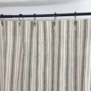 Gray shower curtain Farmhouse shower curtain Vertical Striped Shower Curtain long shower curtain extra wide shower curtain Stall narrow