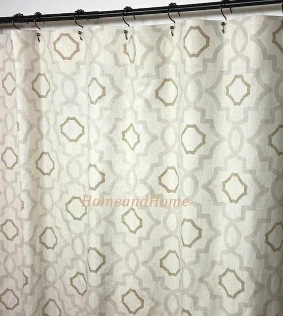cream fabric shower curtain