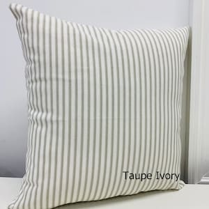 Zipper Closure Ticking stripe Pillow Covers Farmhouse pillow cover San Ivory Black Natural Euro Shams Throw Pillow lumbar 22x22 24x24 26x26