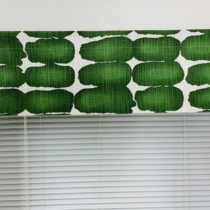 Pine Green White Valance Green Cafe curtains Texture Luxe Canvas linen look Shibori Dot valance. Kitchen Cafe curtains. window