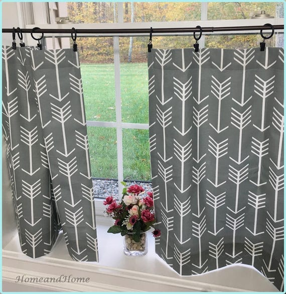 Valance Cafe Curtains Curtain Valance Grey Valance Topper Etsy