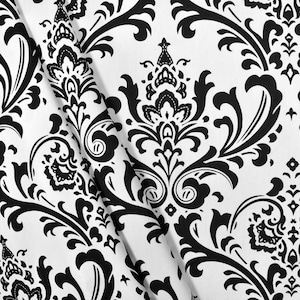 Black White Shower Curtain Damask shower curtain Damask Black White 52 x 78 72 x 84 108 extra long shower curtain Black shower curtain