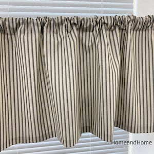 Farmhouse Ticking Stripe Cafe curtains Black Natural stripe valance. farmhouse valance Curtain Valance. Window Valance. Farmhouse decor