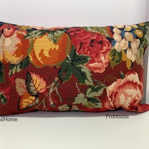 P Kaufmann Slub Canvas Linen look Crimson Bold floral pillow cover Zipper Closure pillow covers 12 x 16 12 x 18 12 x20 12x 22 12x 24