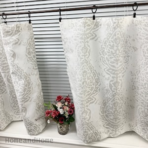 Francese Grigio Cafe tende Grigio chiaro Mantovana bianca mantovana Bagno Tenda Valance Finestra Valance One Valance 1 paio Tenda Cafe