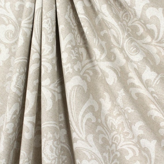 Damask Shower Curtain Cloud Linen Natural Tan Ivory Extra Long Etsy