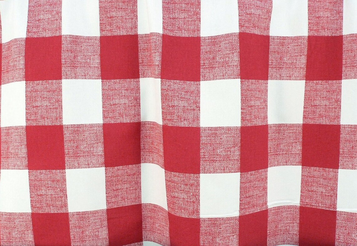 Tie up Curtain Large Plaid Valance Red Black White Valance Etsy