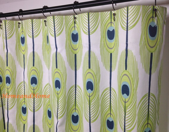 Custom Shower Curtain 72 X 96 Designer Fabric Feathers Slub Etsy