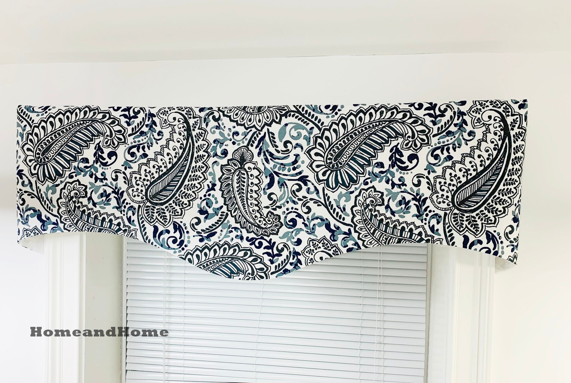 Paisley Valance Indigo Blue Scalloped Valance Lined Window Valance