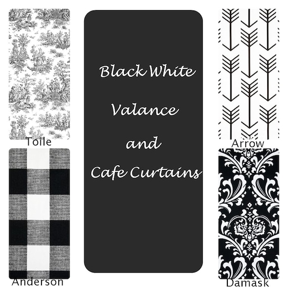 Black White Curtains Buffalo Check Valance Plaid Cafe Etsy