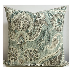 26 x 26 pillow cover Paisley pillow cover Zipper Closure P Kaufmann Plazzo Paisley Geyer blue teal pillow cover Decorative Throw Pillow