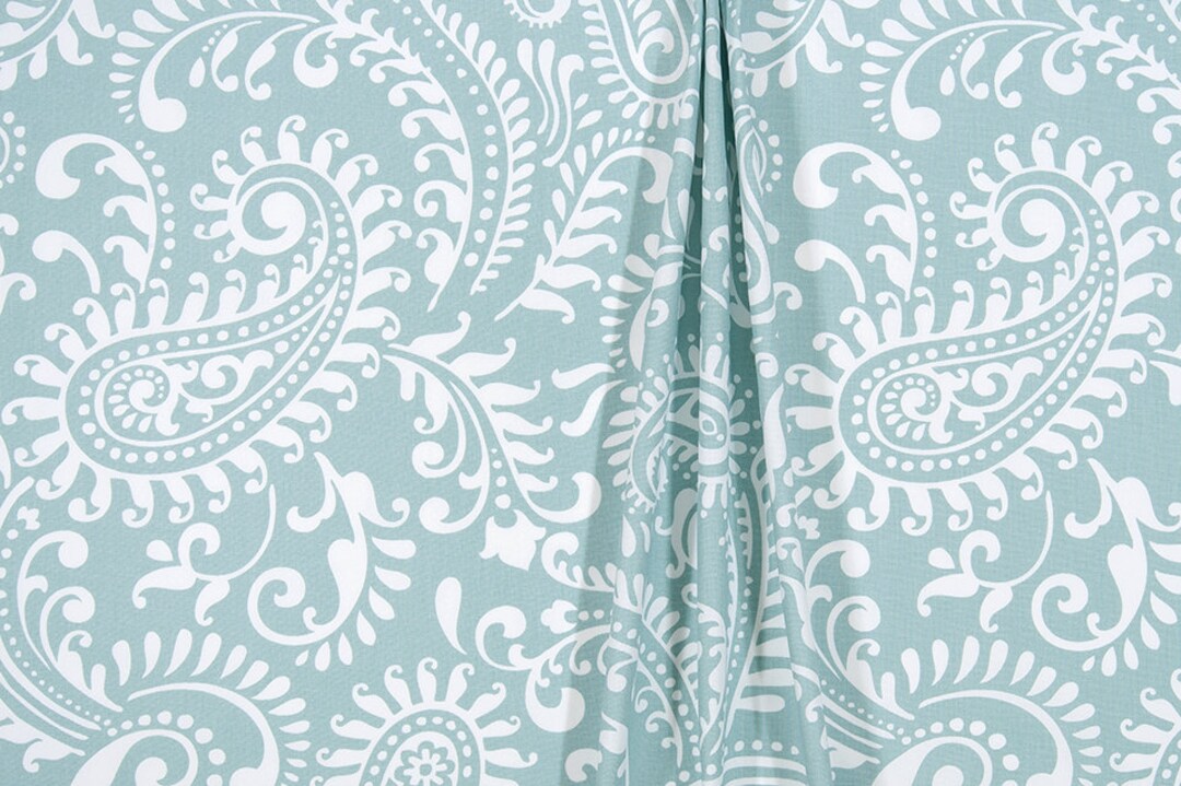 Paisley Shower Curtain Spa Blue White 72 X 84 Extra Long Shower Curtain Shower Curtain Fabric