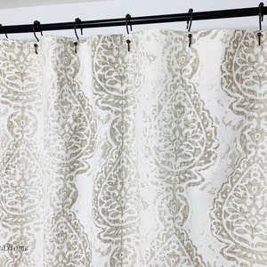 Taupe Shower curtain fabric shower curtain ecru white 72 x 84 96 108 long shower curtain Extra wide shower curtain. Fabric shower curtain