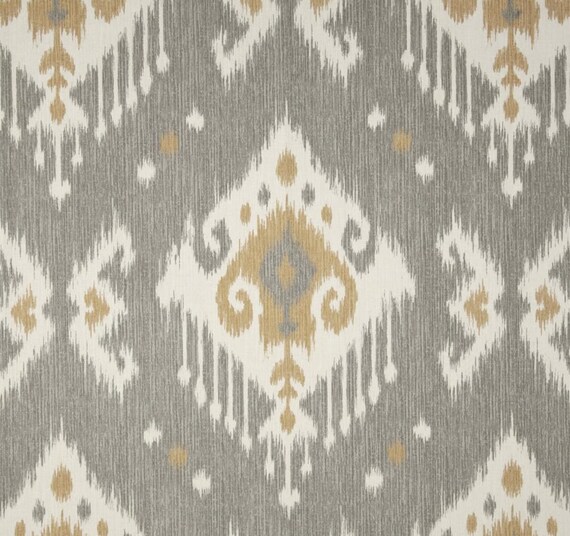 Valance 50 X 16 Designer Fabric Dakota Grey Ikat Curtain Etsy