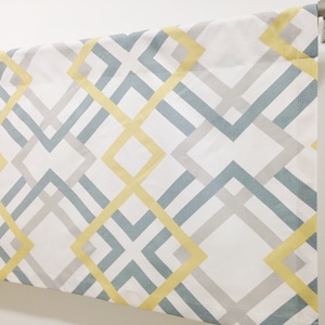 Valance 50&quot; x 16&quot; Premier Prints Winston Saffron Yellow, Blue, Grey, White, Curtain Valance Topper Window Valance