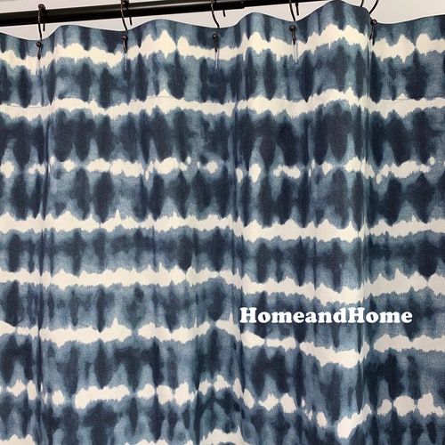 Shadow Tie Dyed Shower Curtain Navy blue fabric shower curtain long shower curtain extra wide shower curtain Narrow shower shops curtain Stall