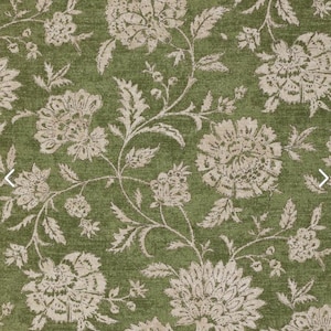 BASANTI PINE Floral Faux Roman Shade Jacobean floral Vine Flat Roman Shade Valance. Fake Roman Shade Valance Muted Pine Green Fake Valance
