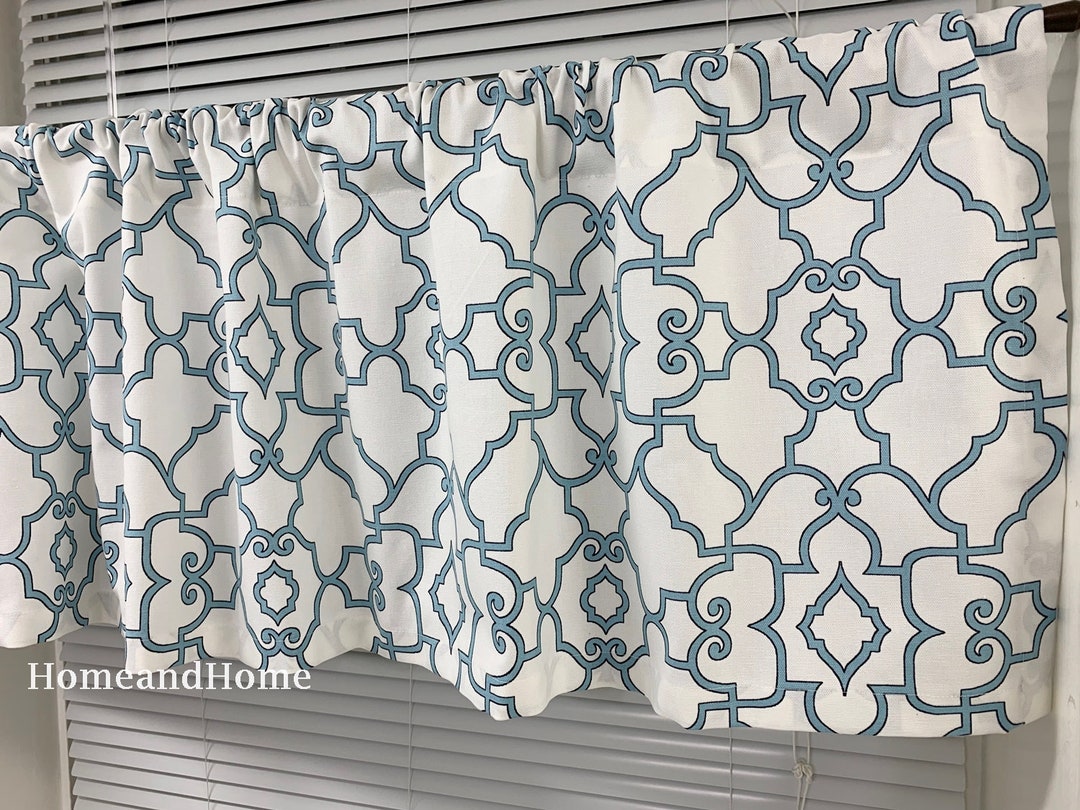 Valance 50 X 16 Covington Windsor Mariner Sky Blue White Curtain Valance. Window Valance. Window