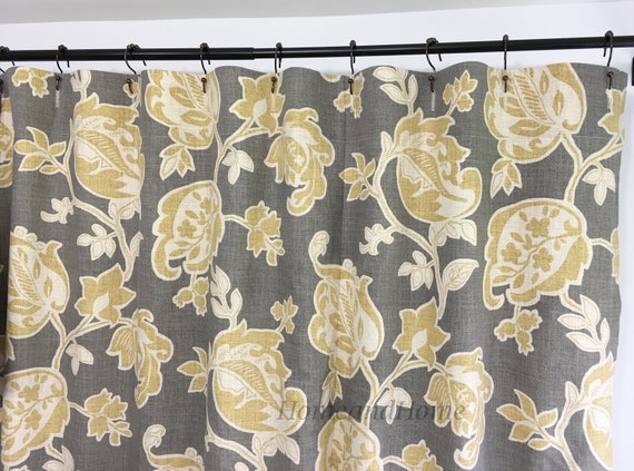 Custom Shower Curtain Floral Barley Grey Mustard Beige 72 X 84 Etsy