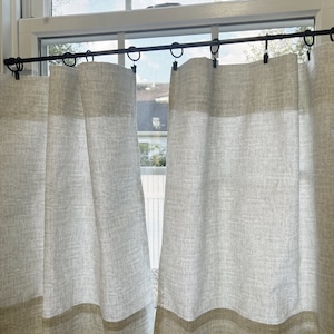 Solid Cotton Light gray kitchen Cafe curtains Tier Curtains. Bathroom Curtain  Window Treatments Farmhouse Style