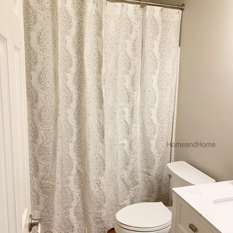 Gray Shower Curtain French Grey White 72 x84 108 long shower Etsy