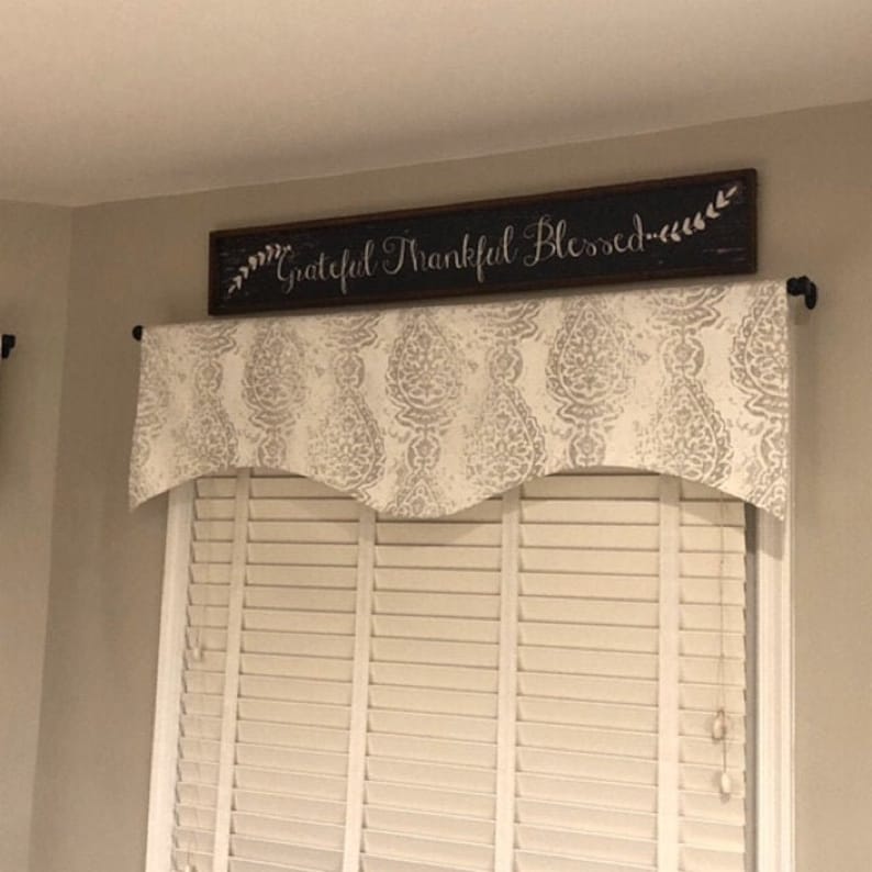 Light Gray Valance Gray Scalloped Valance Lined Window Valance Etsy