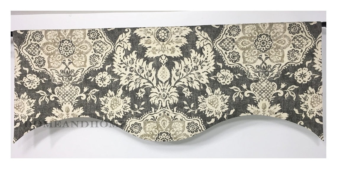 Scalloped Valance. Gray Valance. Grey Beige Cream 52 X16 50 X Etsy