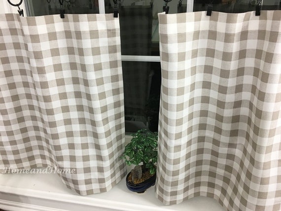 Small Plaid Curtains Drapery Panels Window Treatment Etsy