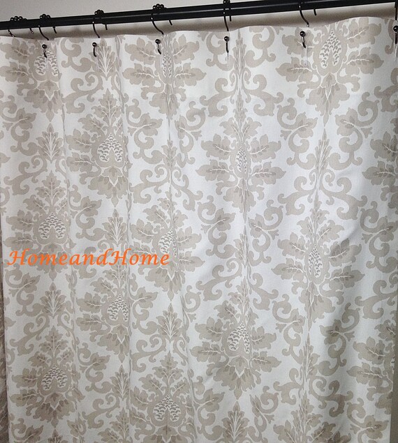 Fabric Shower Curtain Custom Ecru Taupe Gray Image 0