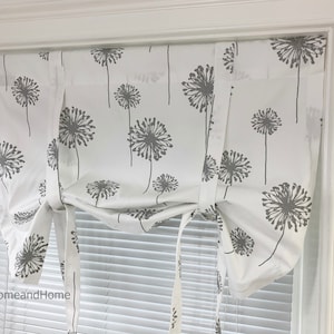 Tie Up Curtain. French Gray Valance. Gray White Valance. Kitchen Valance. Tie Up Valance. Tie Up Shade. Designer Valance. Kitchen Curtain.