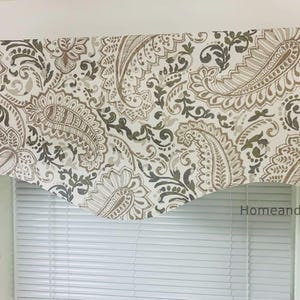 Tenda a manto smerlato EXTRA larga Misura fino a 109W Tenda a manto per porta scorrevole tortora bianco sporco Grigio écru Paisley larga Tenda a manto smerlato Tenda a manto extra larga