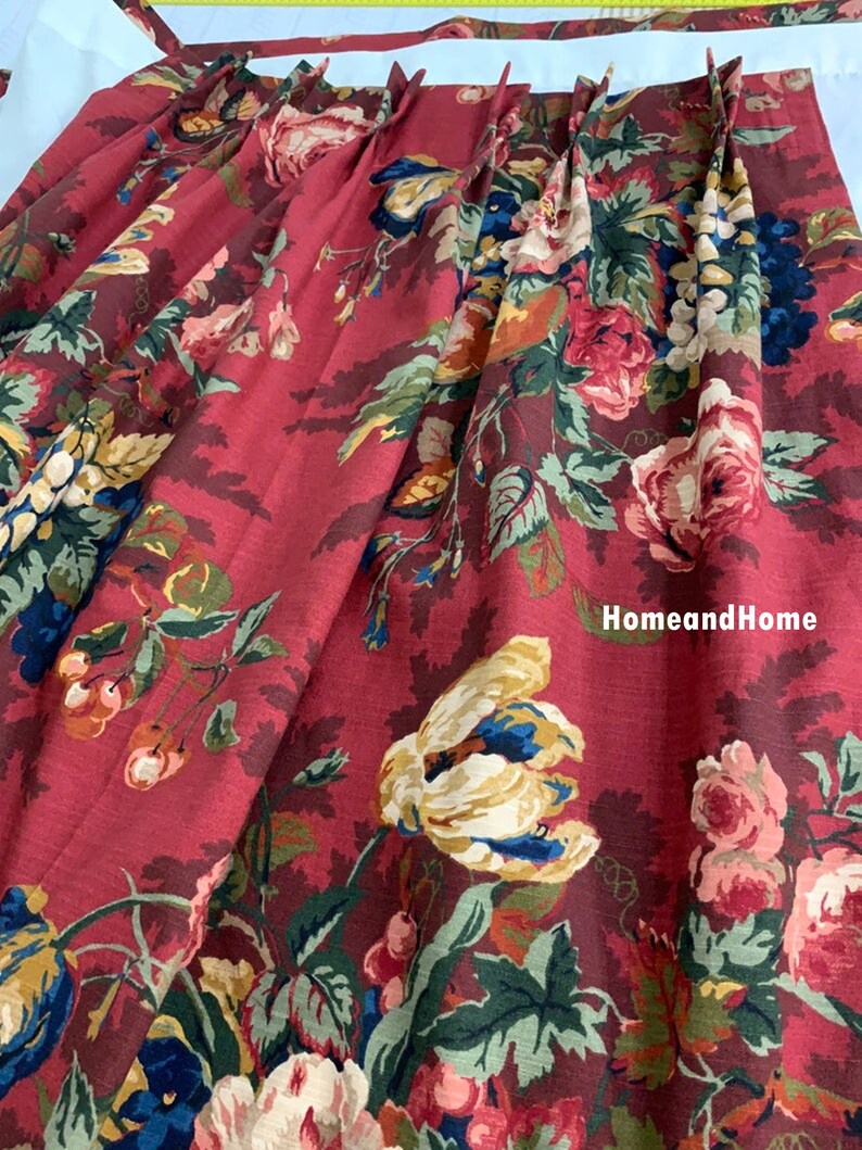 Pleated Curtains Bold Floral Curtain Drapery Panels High End Etsy