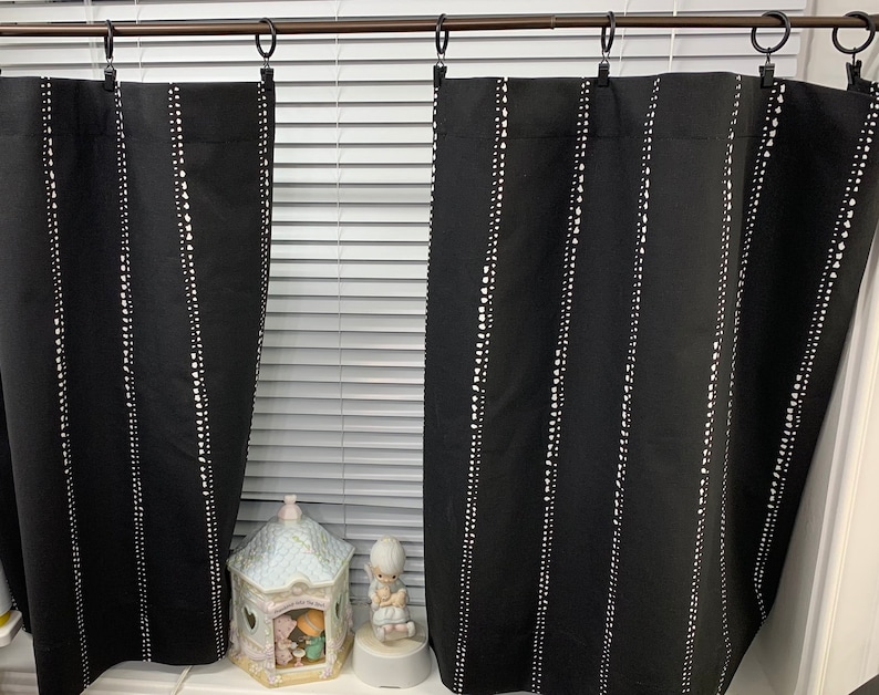 Valance Cafe Curtains Curtain Spa Blue Black White Kitchen Window Treatments Valances Custom
