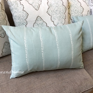 Pillow cover ONE Pillow Zipper Closure Taupe Spa blue Stripe pillow cover Euro Shams Throw Pillow lumbar 16x16 18x18 20x20 22x22 24x24 26x26