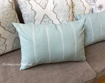 Pillow cover ONE Pillow Zipper Closure Taupe Spa blue Stripe pillow cover Euro Shams Throw Pillow lumbar 16x16 18x18 20x20 22x22 24x24 26x26