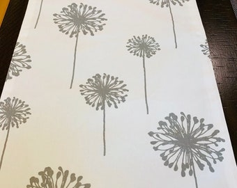 Gray table runner. Arrow Dandelion runner Designer fabric French Gray White 12 x 72 table runner topper Farmhouse table runner.