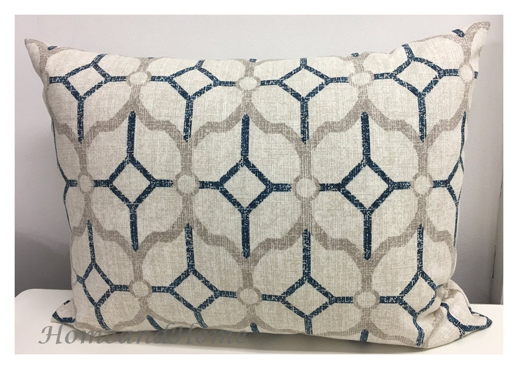 Navy blue store and gray pillows