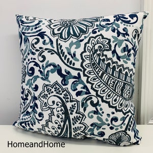 Indigo blue pillow cover Taupe pillow cover Zipper Closure Paisley Pillow Euro Shams Throw Pillow lumbar Decorative Throw Pillow 24x24 26x26
