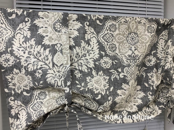 Tie Up Curtain Gray Tie Up Valance Gray Valance Kitchen Etsy