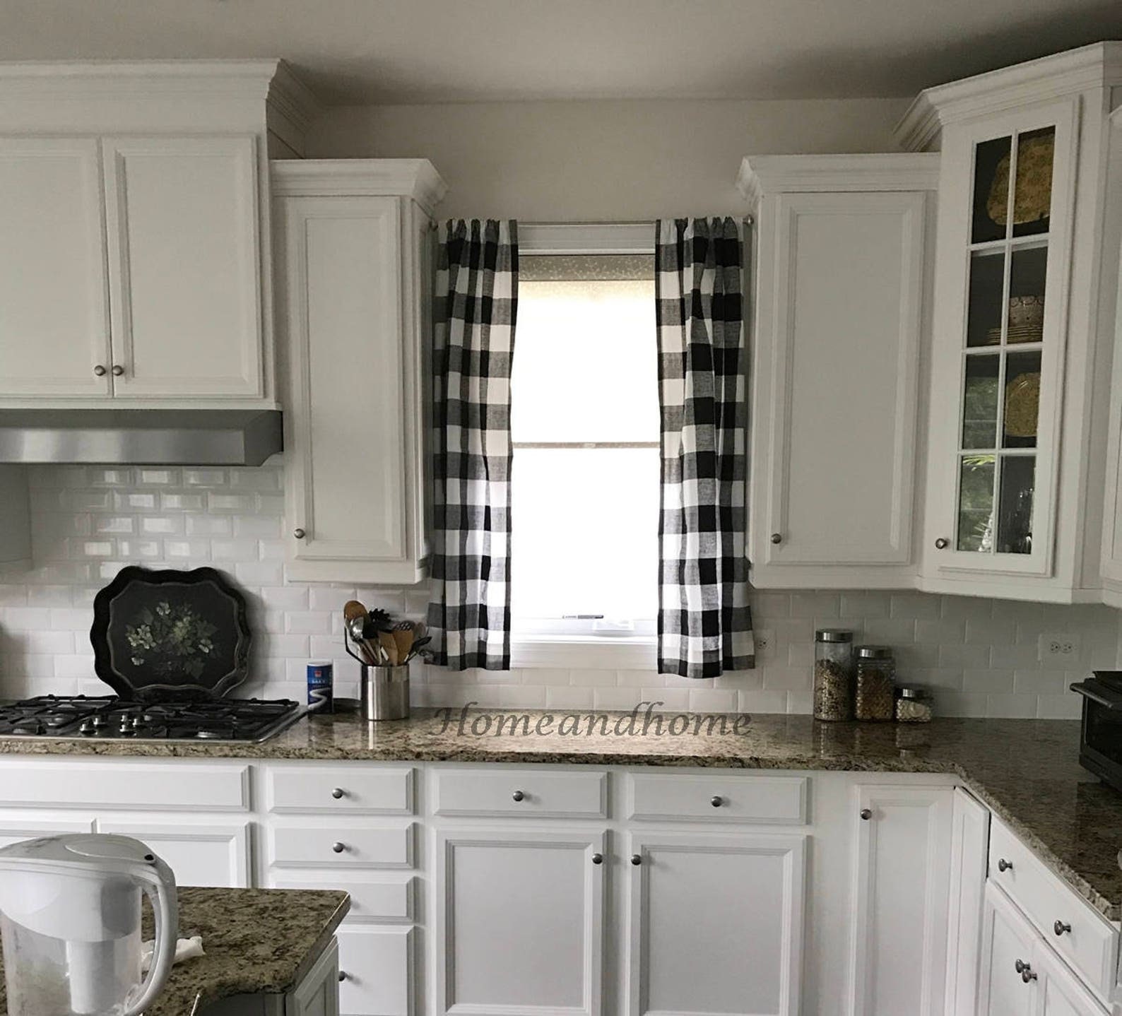 Black White Drapes Black White Curtains Farmhouse Curtains Living Room  Extra Long Curtains. Window Treatments PAIR 25\, image size:1588x1438