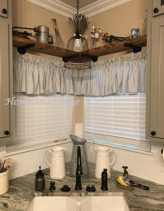 Black and white kitchen valance