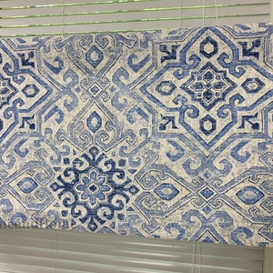 Valance Blue valance 50 x 16 50 x18 Covington Blue valance Curtain Valance Topper Window Valance Kitchen Valance. Custom valance