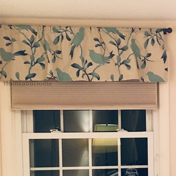 Bird Valance Bird Cafe Curtains Robin Breeze Blue Aqua Bird Etsy