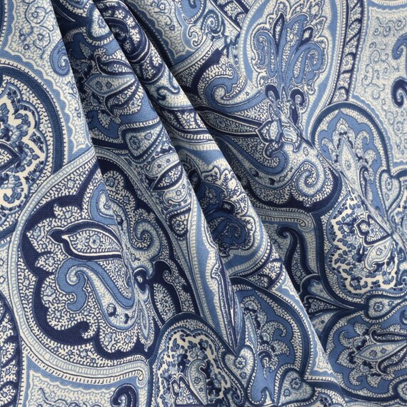 Paisley Shower Curtain Navy Blue Ivory Shower Curtain 72 X Etsy